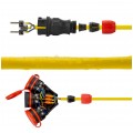Przedłużacz elektryczny Kabel zasilający budowlany Premium poliuretanowy PUR (H07BQ-F) 3x1,5mm2 (wtyk / 3 gniazda z klapką) 16A IP54 żółty 10m