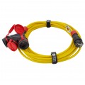 Przedłużacz elektryczny Kabel zasilający budowlany Premium poliuretanowy PUR (H07BQ-F) 3x1,5mm2 (wtyk / 3 gniazda z klapką) 16A IP54 żółty 20m