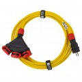 Przedłużacz elektryczny Kabel zasilający budowlany Premium poliuretanowy PUR (H07BQ-F) 3x1,5mm2 (wtyk / 3 gniazda z klapką) 16A IP54 żółty 20m
