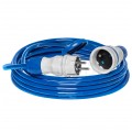 Przedłużacz elektryczny Kabel zasilający budowlany Premium poliuretanowy PUR (H07BQ-F) 3x1,5mm2 (wtyk / gniazdo z klapką) 16A IP54 niebieski 20m KEL