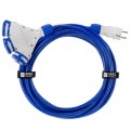 Przedłużacz elektryczny Kabel zasilający budowlany Premium poliuretanowy PUR (H07BQ-F) 3x2,5mm2 (wtyk / 3 gniazda z klapką) 16A IP54 niebieski 30m