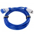 Przedłużacz elektryczny Kabel zasilający budowlany Premium poliuretanowy PUR (H07BQ-F) 3x2,5mm2 (wtyk / gniazdo z klapką) 16A IP54 niebieski 10m