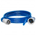 Przedłużacz elektryczny Kabel zasilający budowlany Premium poliuretanowy PUR (H07BQ-F) 3x2,5mm2 (wtyk / gniazdo z klapką) 16A IP54 niebieski 20m KEL