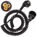 Przedłużacz elektryczny Kabel zasilający OMY spiralny H03VVH8-F 3x1,0mm2 (wtyk / gniazdo) 16A IP20 czarny 4m