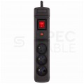 Przedłużacz elektryczny Listwa zasilająca antyprzepięciowa ARCON Multi M3 na 3 gniazda [2P+Z] z wyłącznikiem czarna 1,5m