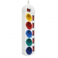 Przedłużacz elektryczny Listwa zasilająca antyprzepięciowa na 5 gniazd [2P+Z] z wyłącznikami kolorowa / biała 3m Kraft&Dele