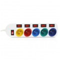 Przedłużacz elektryczny Listwa zasilająca antyprzepięciowa na 5 gniazd [2P+Z] z wyłącznikami kolorowa / biała 3m Kraft&Dele