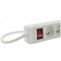 Przedłużacz elektryczny Listwa zasilająca na 5 gniazd [2P+Z] + 2 gniazda USB (5V 2,1A) z wyłącznikiem biała 1,5m