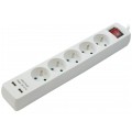 Przedłużacz elektryczny Listwa zasilająca na 5 gniazd [2P+Z] + 2 gniazda USB (5V 2,1A) z wyłącznikiem biała 1,5m