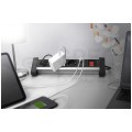 Przedłużacz elektryczny Listwa zasilająca Obrotowa na 4 gniazda [2P+Z] Schuko + 2 gniazda USB (5V 2,4A) z wyłącznikiem srebrno-czarna 1,5m DIGITUS