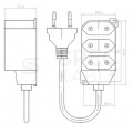 Przedłużacz elektryczny płaski do lampek choinkowych OMYp 2x0,75mm2 (wtyk / 3 gniazda) bez uziemienia 230V 2,5A zielony 1,5m