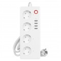 Przedłużacz elektryczny Smart WiFi Listwa zasilająca na 5 gniazd Schuko [2P+Z] + 4 gniazda USB (5V 3,1A) z wyłącznikiem biała 1,7m