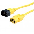Przedłużacz komputerowy Kabel zasilający (230V 10A) do komputerów i zasilaczy UPS złącza IEC320 (C14 / C13) żółty 3m