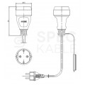 Przedłużacz ogrodowy do lampek choinkowych OWY 2x1,0mm2 (wtyk / gniazdo z klapką) 230V 10A bez uziemienia IP44 zielony 10m