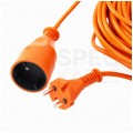 Przedłużacz ogrodowy OMY 2x1,0mm2 (wtyk / gniazdo) 230V 10A bez uziemienia pomarańczowy 10m