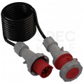 Przedłużacz siłowy Kabel zasilający budowlany gumowy OnPD 5x10mm2 (wtyk PCE [5p] / gniazdo PCE [5p] z klapką) 400V 63A IP67 czarny 10m Doktorvolt