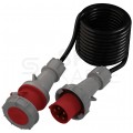 Przedłużacz siłowy Kabel zasilający budowlany gumowy OnPD 5x10mm2 (wtyk PCE [5p] / gniazdo PCE [5p] z klapką) 400V 63A IP67 czarny 10m Doktorvolt