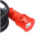 Przedłużacz siłowy Kabel zasilający budowlany gumowy OnPD 5x2,5mm2 (wtyk Mennekes [5p] / gniazdo Mennekes [5p] z klapką) 400V 16A IP44 czarny 2m Doktorvolt