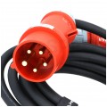 Przedłużacz siłowy Kabel zasilający budowlany gumowy OnPD 5x2,5mm2 (wtyk Mennekes [5p] / gniazdo Mennekes [5p] z klapką) 400V 16A IP44 czarny 5m Doktorvolt