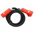 Przedłużacz siłowy Kabel zasilający budowlany gumowy OnPD 5x2,5mm2 (wtyk Mennekes [5p] / gniazdo Mennekes [5p] z klapką) 400V 16A IP44 czarny 5m Doktorvolt