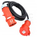 Przedłużacz siłowy Kabel zasilający budowlany gumowy OnPD 5x4mm2 (wtyk Mennekes [5p] / gniazdo Mennekes [5p] z klapką) 400V 32A IP44 czarny 5m Doktorvolt