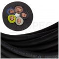 Przedłużacz siłowy Kabel zasilający budowlany gumowy OW 5x2,5mm2 (wtyk [5p] / gniazdo [5p] z klapką) 400V 32A IP44 czarny 20m