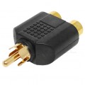 Przejście Adapter Audio do Subwoofera 1x RCA Cinch (wtyk) / 2x RCA Cinch (gniazdo) pozłacany czarny