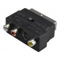 Przejście Adapter EURO SCART (wtyk 21-pin) / 3x RCA Cinch (gniazdo) + S-Video (gniazdo)