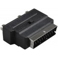 Przejście Adapter EURO SCART (wtyk 21-pin) / 3x RCA Cinch (gniazdo) + S-Video (gniazdo)