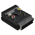 Przejście Adapter EURO SCART (wtyk 21-pin) / 3x RCA Cinch (gniazdo) + S-Video (gniazdo) + EURO SCART (gniazdo 21-pin)