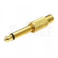 Przejście Adapter instrumentalny Jack 6,3mm Stereo (wtyk) / RCA Cinch (gniazdo) pozłacany