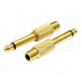 Przejście Adapter instrumentalny Jack 6,3mm Stereo (wtyk) / RCA Cinch (gniazdo) pozłacany