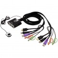 Przełącznik KVM 2-portowy Switch 2x (wtyki 2xUSB + HDMI + 2xAudio [mini Jack 3,5mm]) / gniazda 2xUSB + HDMI + 2xAudio [mini Jack 3,5mm] czarny 1,2m ATEN CS692