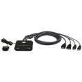 Przełącznik KVM 2-portowy Switch 2x (wtyki USB + HDMI) / gniazda 2xUSB + HDMI czarny 1,2m ATEN CS22HF