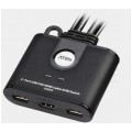 Przełącznik KVM 2-portowy Switch 2x (wtyki USB + HDMI) / gniazda 2xUSB + HDMI czarny 1,2m ATEN CS22HF