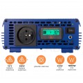 Przetwornica napięcia 12V / 230V czysty SINUS 550/1000W + tryb Eco i pilot sterujący AZO Digital IPS-1000S PRO ECO MODE