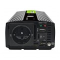 Przetwornica napięcia Inwerter z wyświetlaczem LCD 12V / 230V czysty SINUS 500/1000W z gniazdem Schuko Green Cell