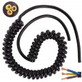 Przewód OMY spiralny 3x0,75mm2 kabel H03VVH8-F czarny 0,3m / 1,7m