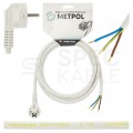 Przewód zasilający OWY (H05VV-F) 3x2,5mm2 biały 2,5m z wtyczką kątową [2P+Z] Uni-Schuko do piekarników, kuchenek, AGD, płyt indukcyjnych itp.