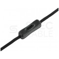 Przewód zasilający w oplocie do lampki 2x0,75mm2 z wtyczką [2P] 2,5A i wyłącznikiem czarny 2m