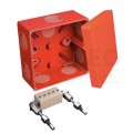Puszka instalacyjna przeciwpożarowa KSK 100 PO natynkowa 101x101x63mm hermetyczna IP66 listwa 5-polowa pomarańczowa