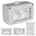 Puszka natynkowa 4M 90x45 z gniazdami 2P+Z hermetyczna IP55 Mediabox