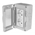 Puszka natynkowa 4M 90x45 z gniazdami 2P+Z hermetyczna IP55 Mediabox
