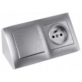 Puszka natynkowa narożna SIMON 54 podwójna srebrna matowa 87x153x58mm Kontakt Simon DPNR2/43