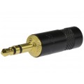 REAN Wtyk Audio AUX mini Jack 3,5mm Stereo na kabel do 4,5mm pozłacany czarny NYS231BG