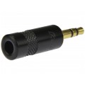 REAN Wtyk Audio AUX mini Jack 3,5mm Stereo na kabel do 4,5mm pozłacany czarny NYS231BG