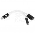 REBEL Adapter USB typ-C -> USB typ-C + mini Jack 3,5mm Stereo (wtyk / 2x gniazdo) 15cm