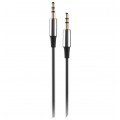 REBEL Kabel spiralny Audio AUX mini Jack 3,5mm Stereo (wtyk / wtyk) Czarny 1m