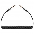 REBEL Kabel spiralny Audio AUX mini Jack 3,5mm Stereo (wtyk / wtyk) Czarny 1m