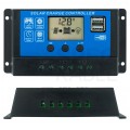 Regulator solarny Kontroler ładowania PWM 10A 12V/24V LCD 2xUSB VOLT